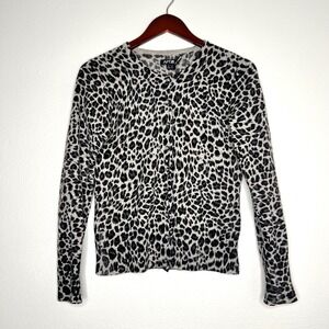APT 9 Leopard Print Cardigan Sweater 100% Cashmere Women's Size S